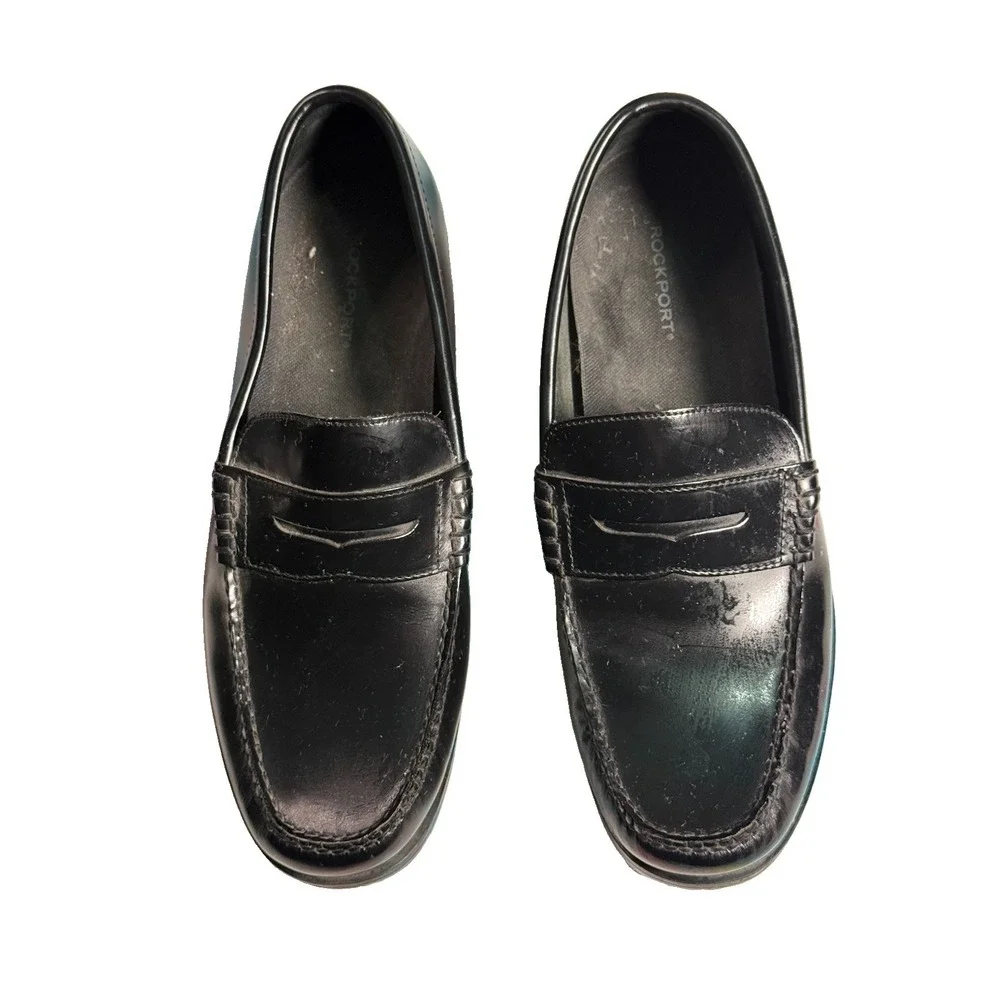 Rockport Classic Men's Size 11.5 Black Leather Penny Loafer Shoes EUC